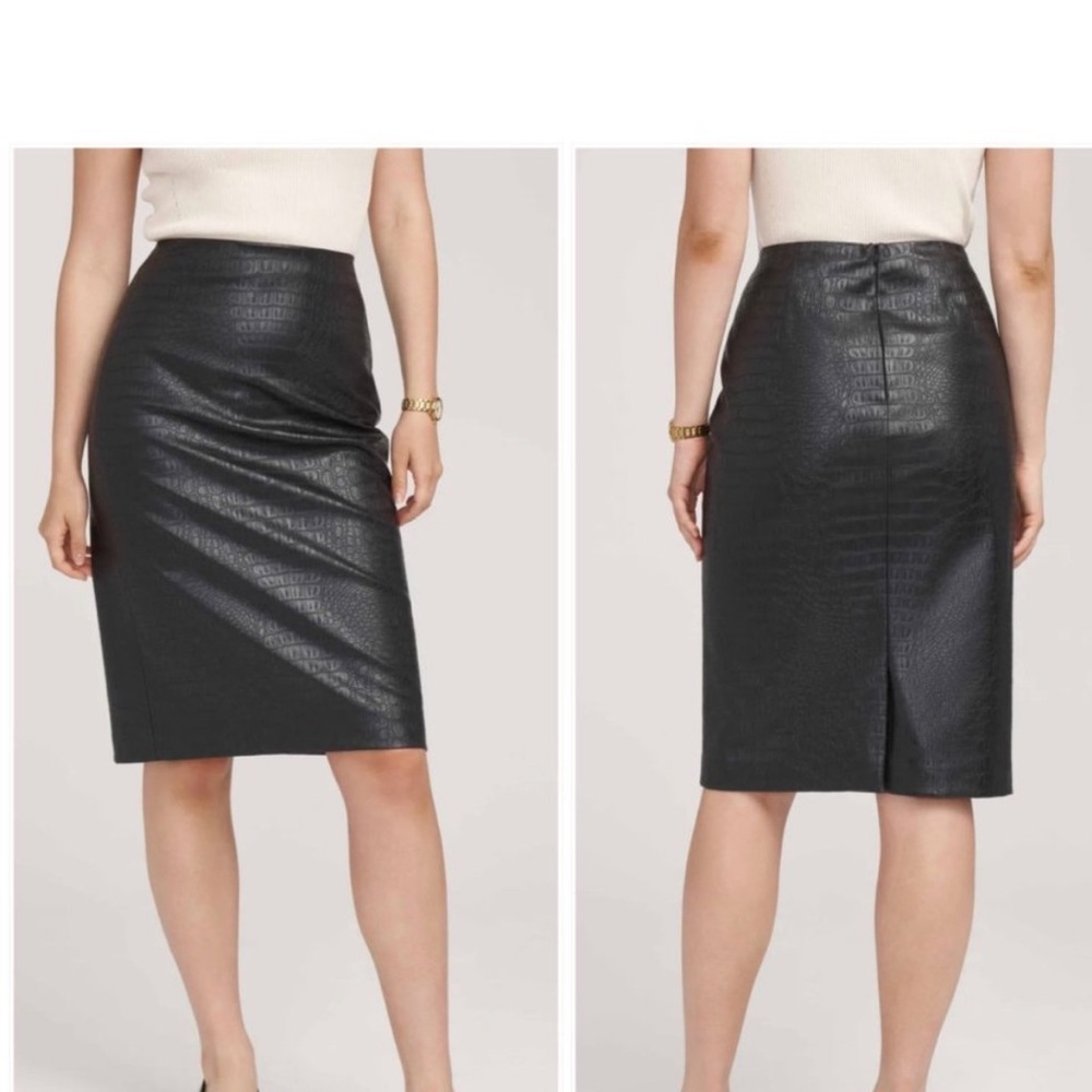 Vintage Laundry by Shelli Segal Croc Print Leather Skirt